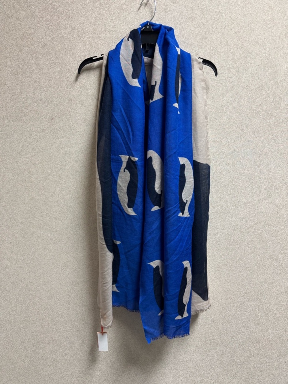 Beck Sondergaard NWT Wool/Silk Blend Blue and Cream Penguin Print Scarf